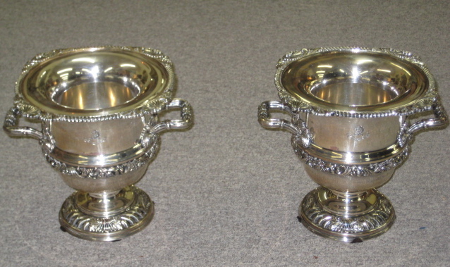 Pair Of Silver Plated Wine Coolers