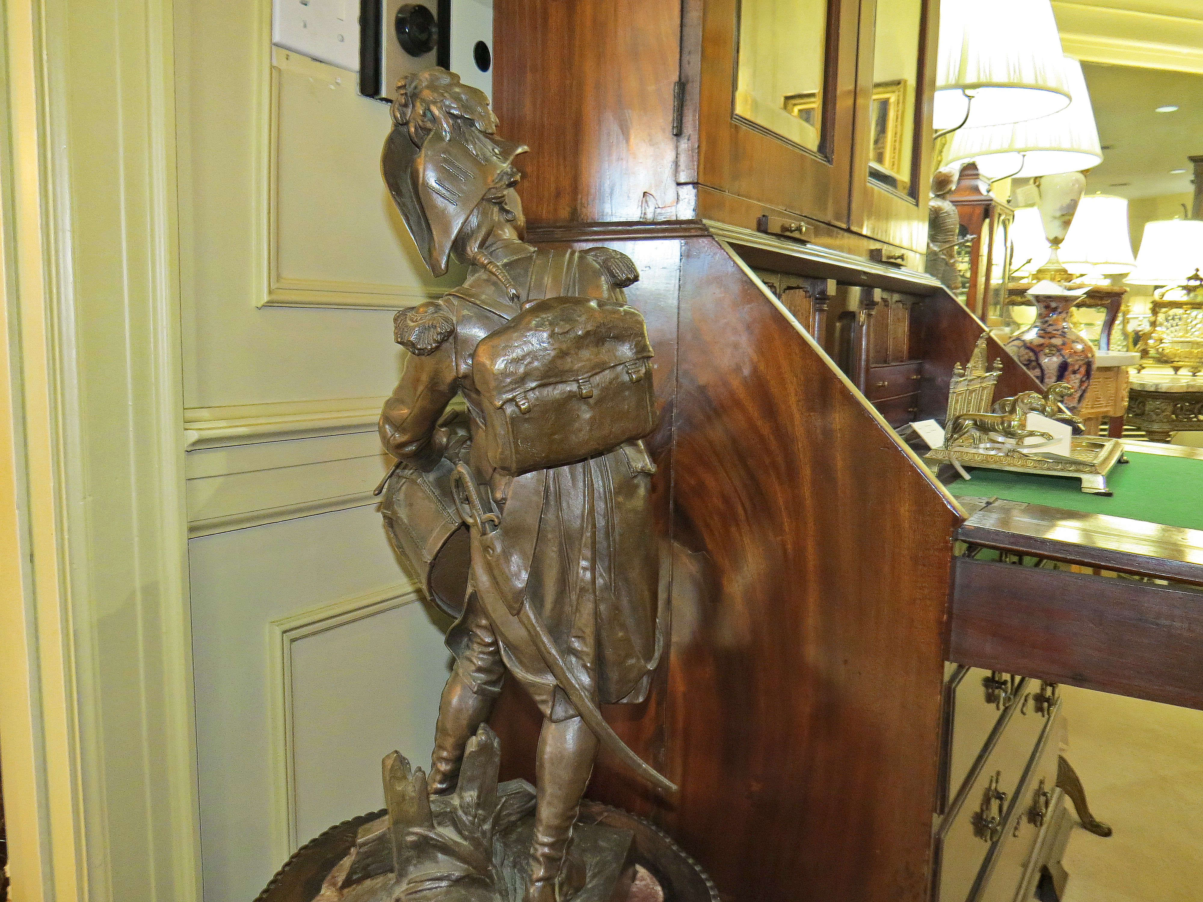 French Bronze Sculpture of a Military Drummer, Signed DuMaige