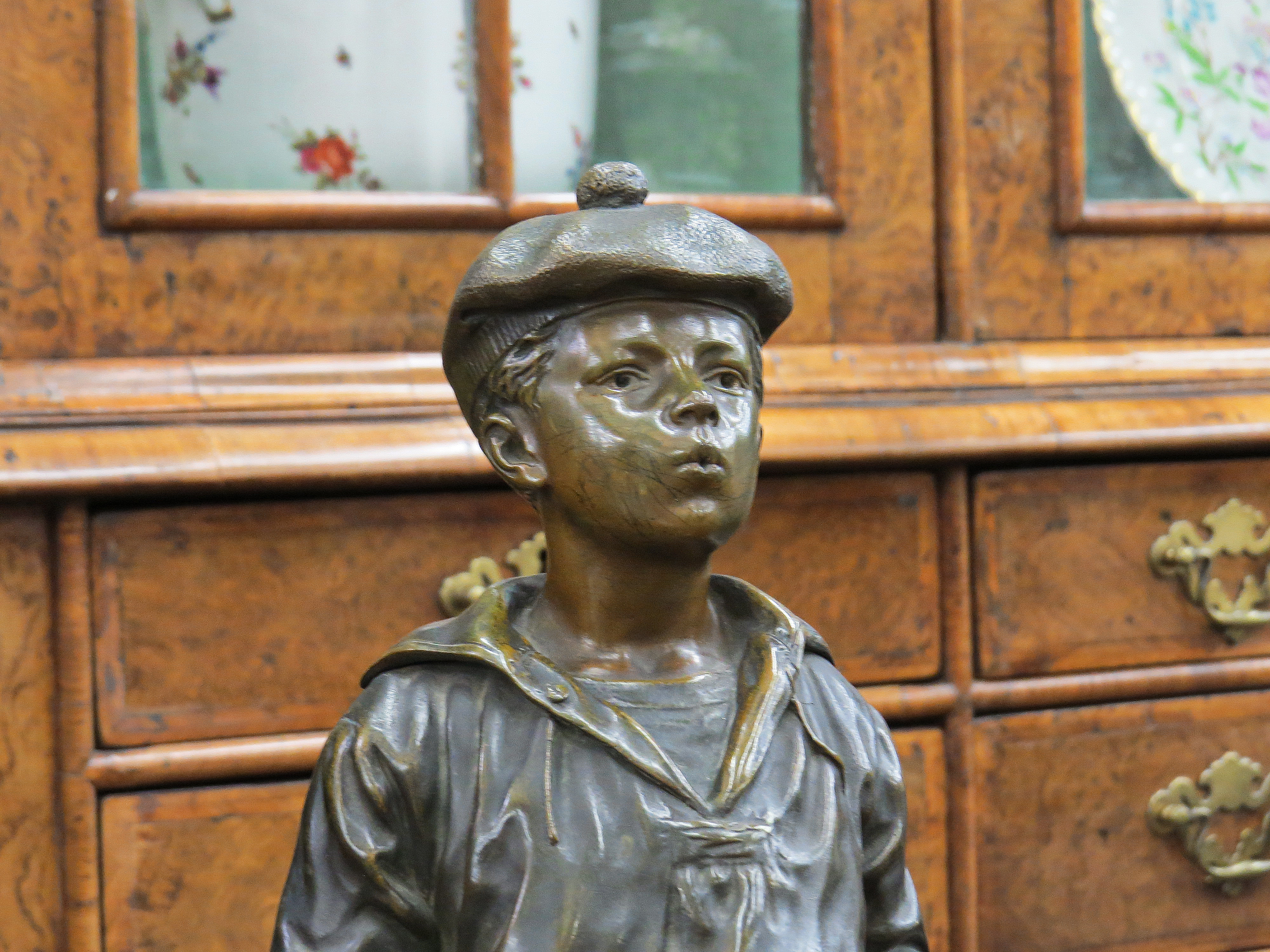 Polish Bronze Sculpture of a Young Boy Whistling