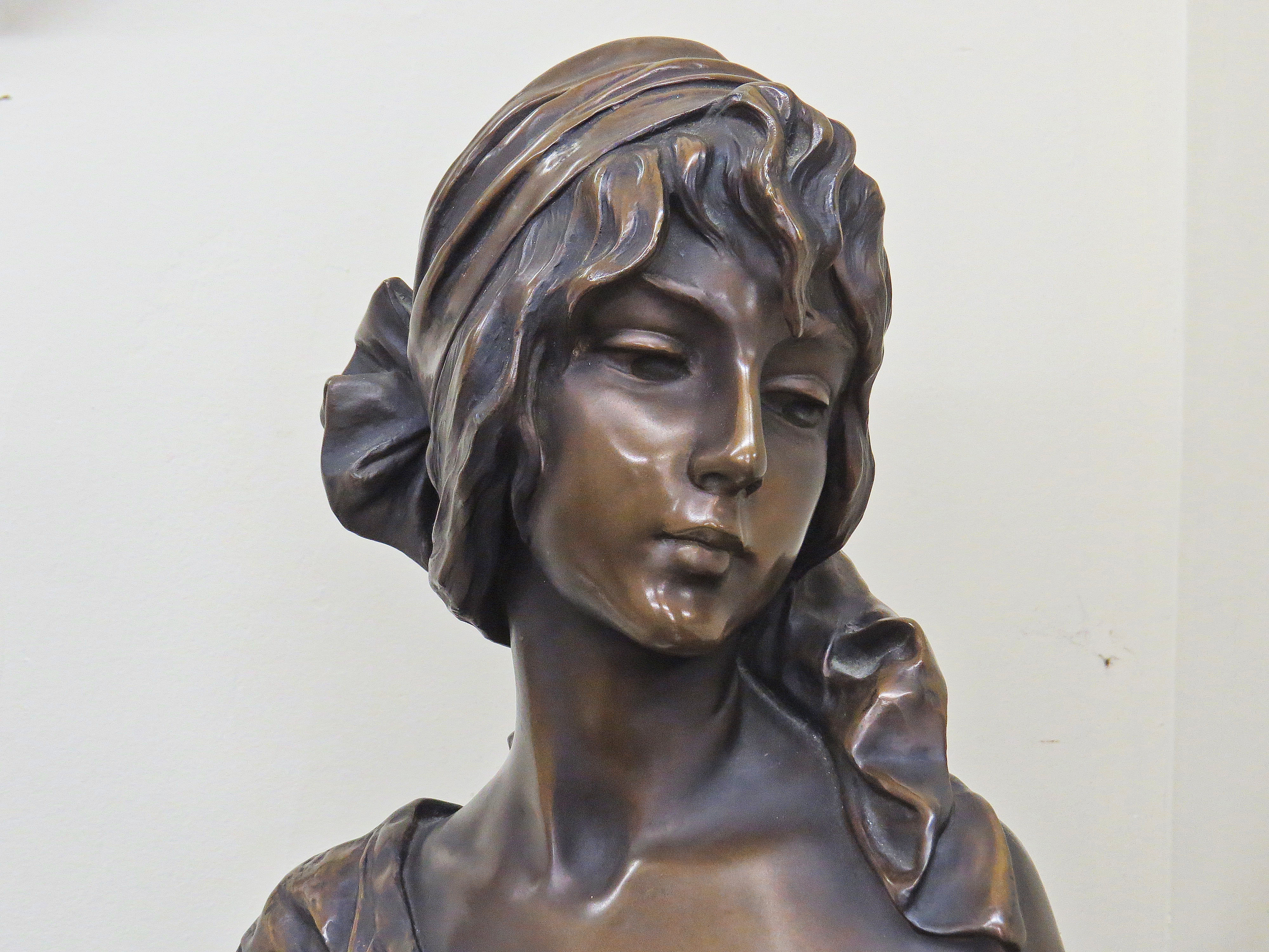 Bronze Bust of a Female Figure; Entitled “Cendrillon” or “Cinderella”