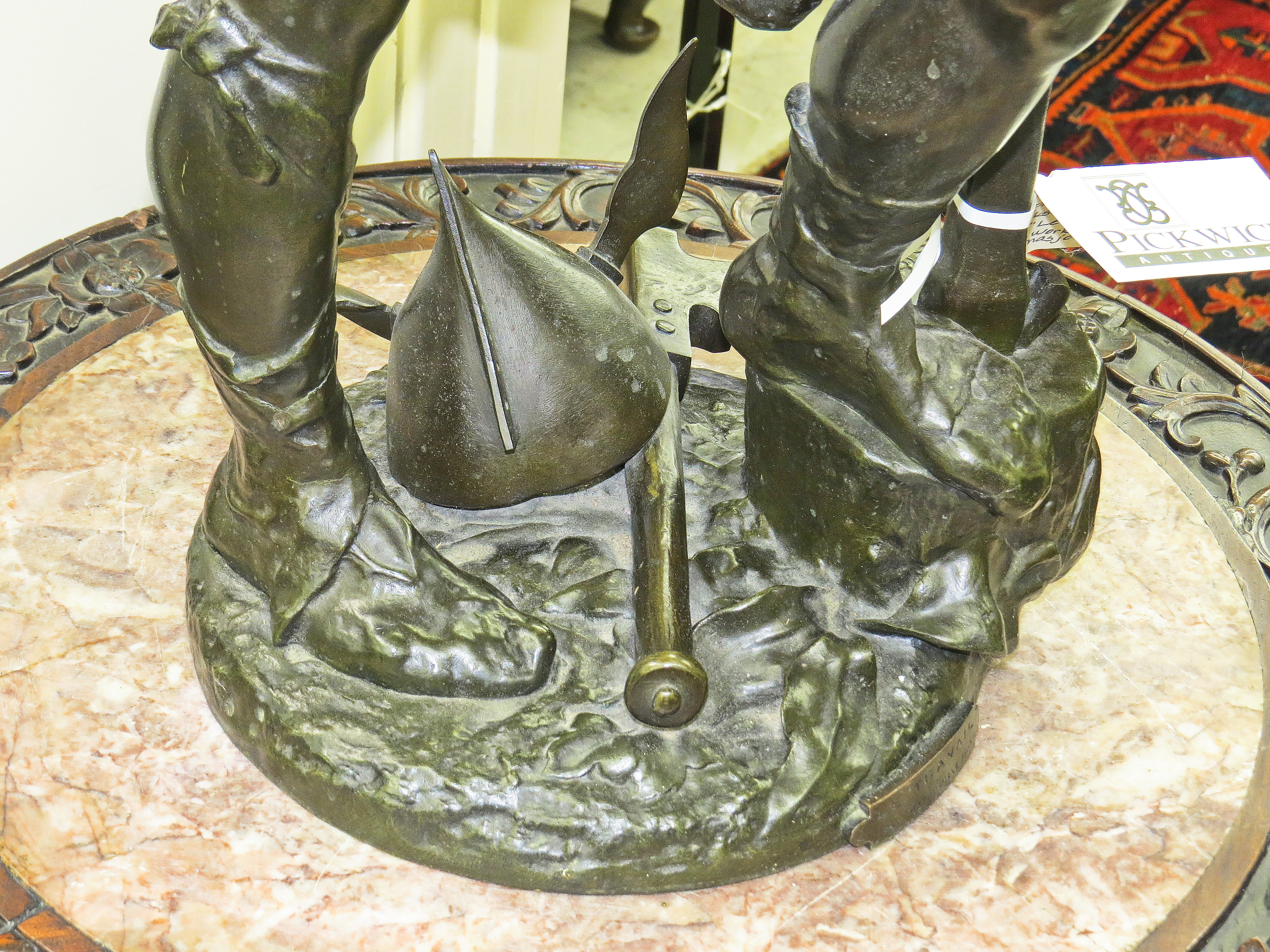 French Bronze Sculpture of a Blacksmith; Entitled “Le Travail”; Signed Masjouille