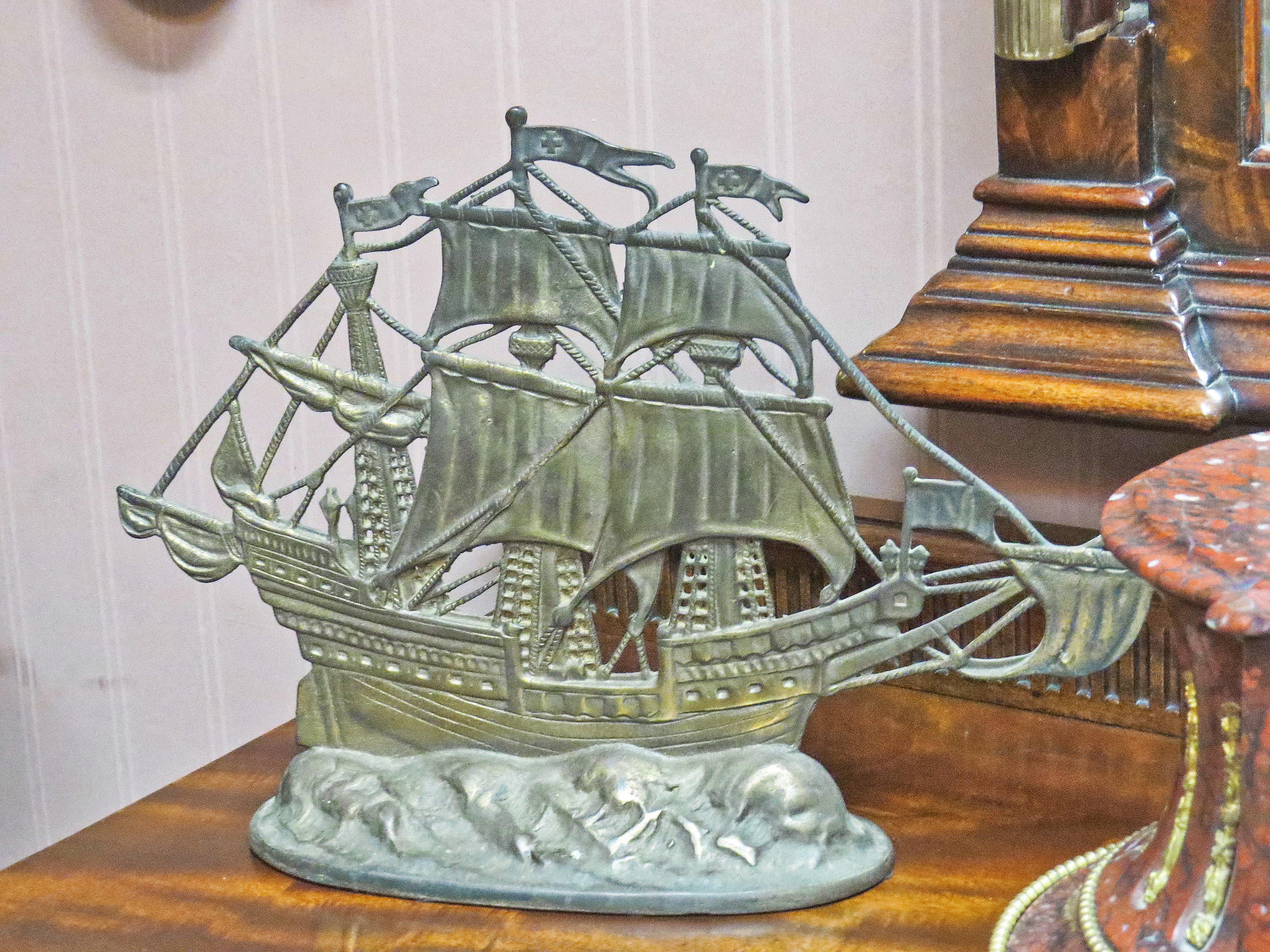 Pair of Decorative Brass Ships