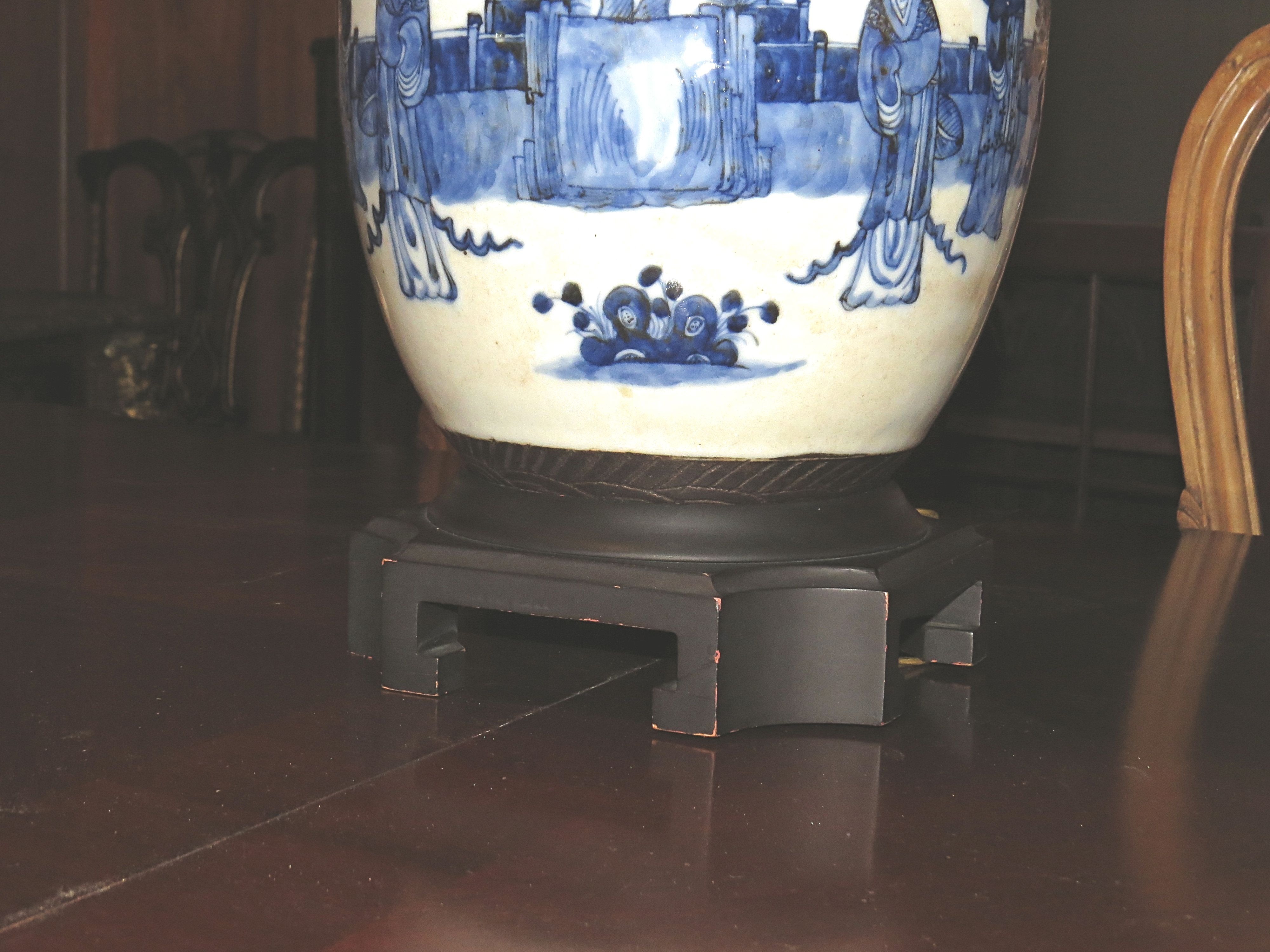 Chinese Import Blue & White Vase Converted to Lamp
