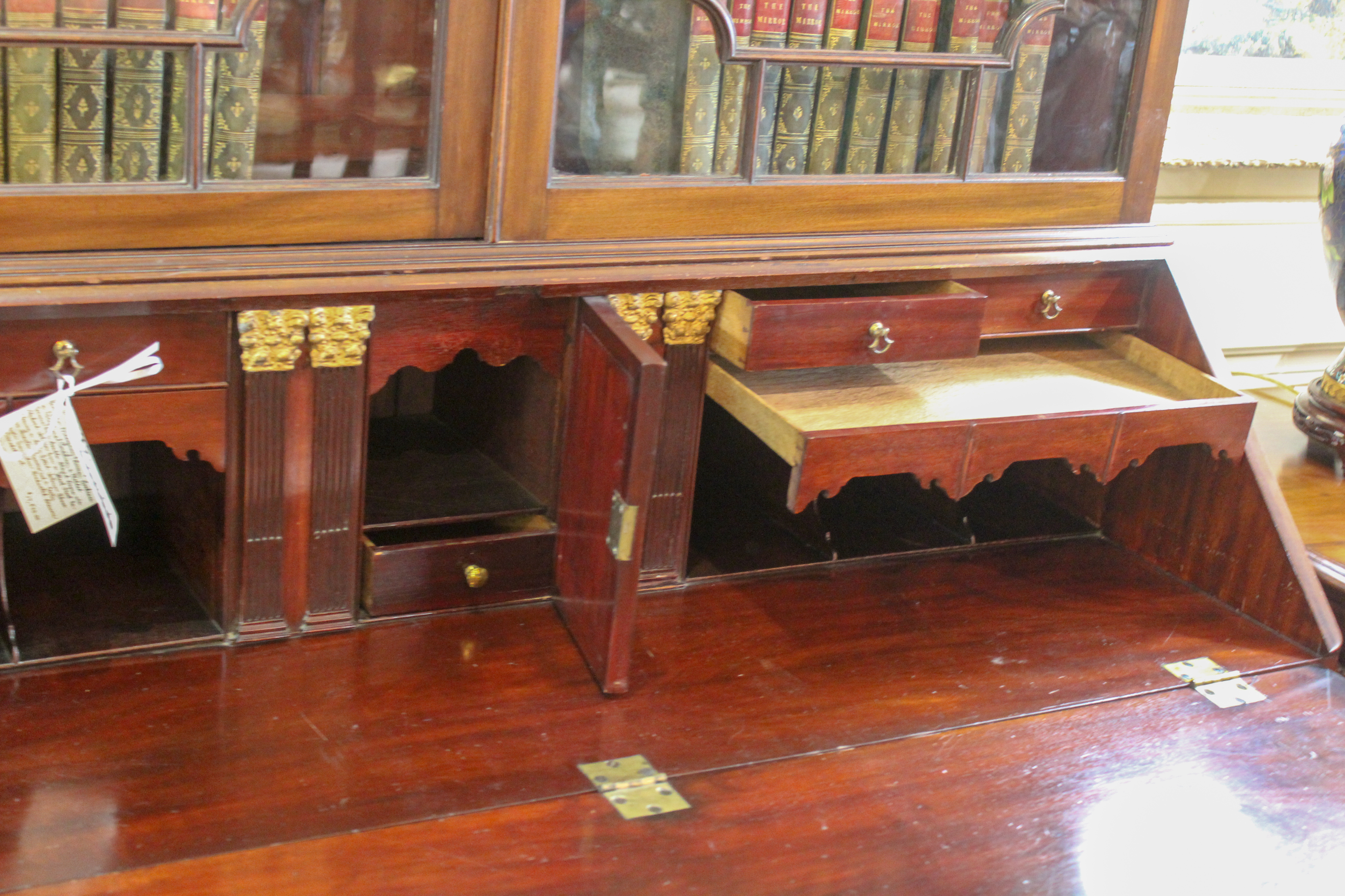 An English Georgian Mahogany Bureau Bookcase