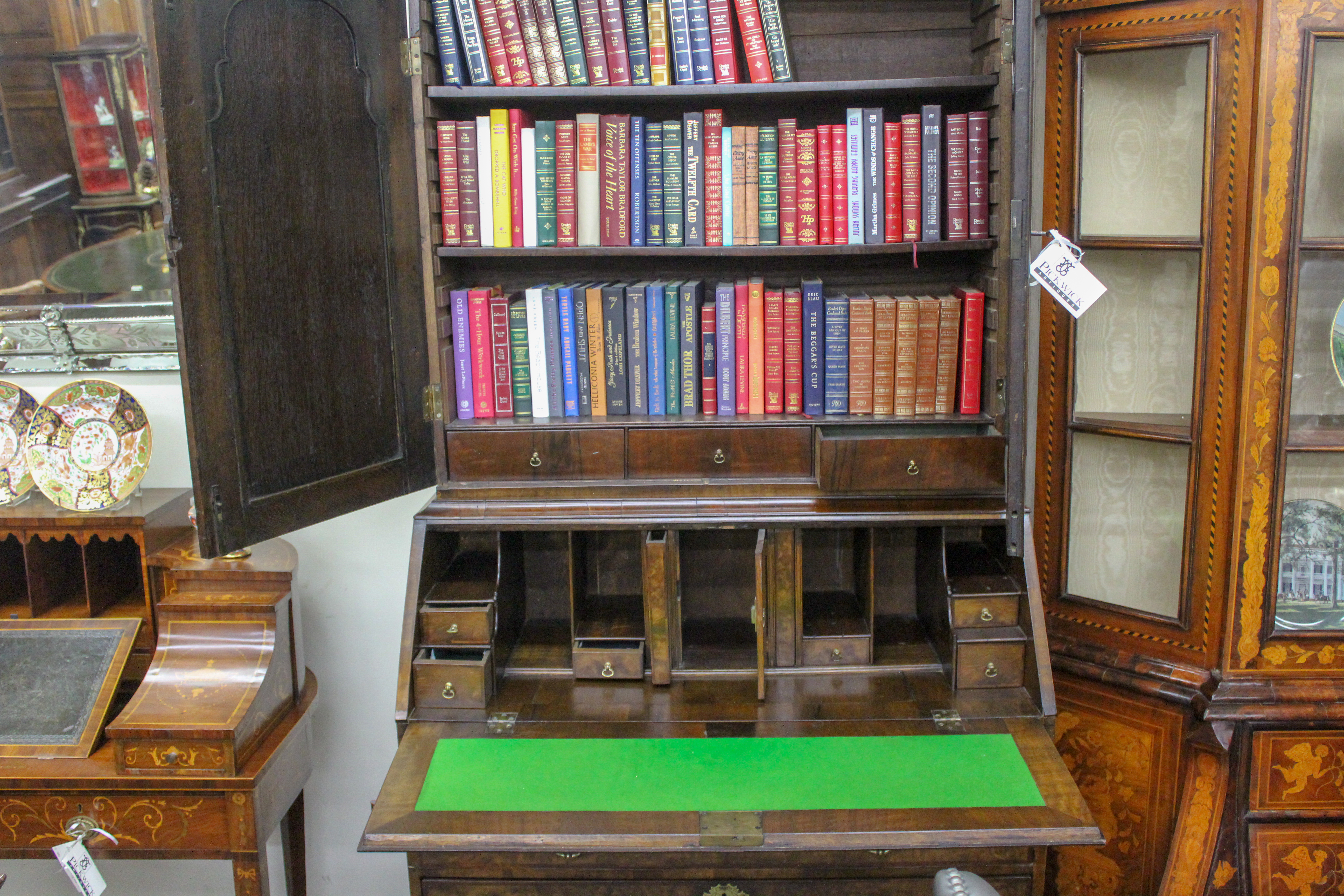 An English Queen Anne Walnut Bureau Bookcase