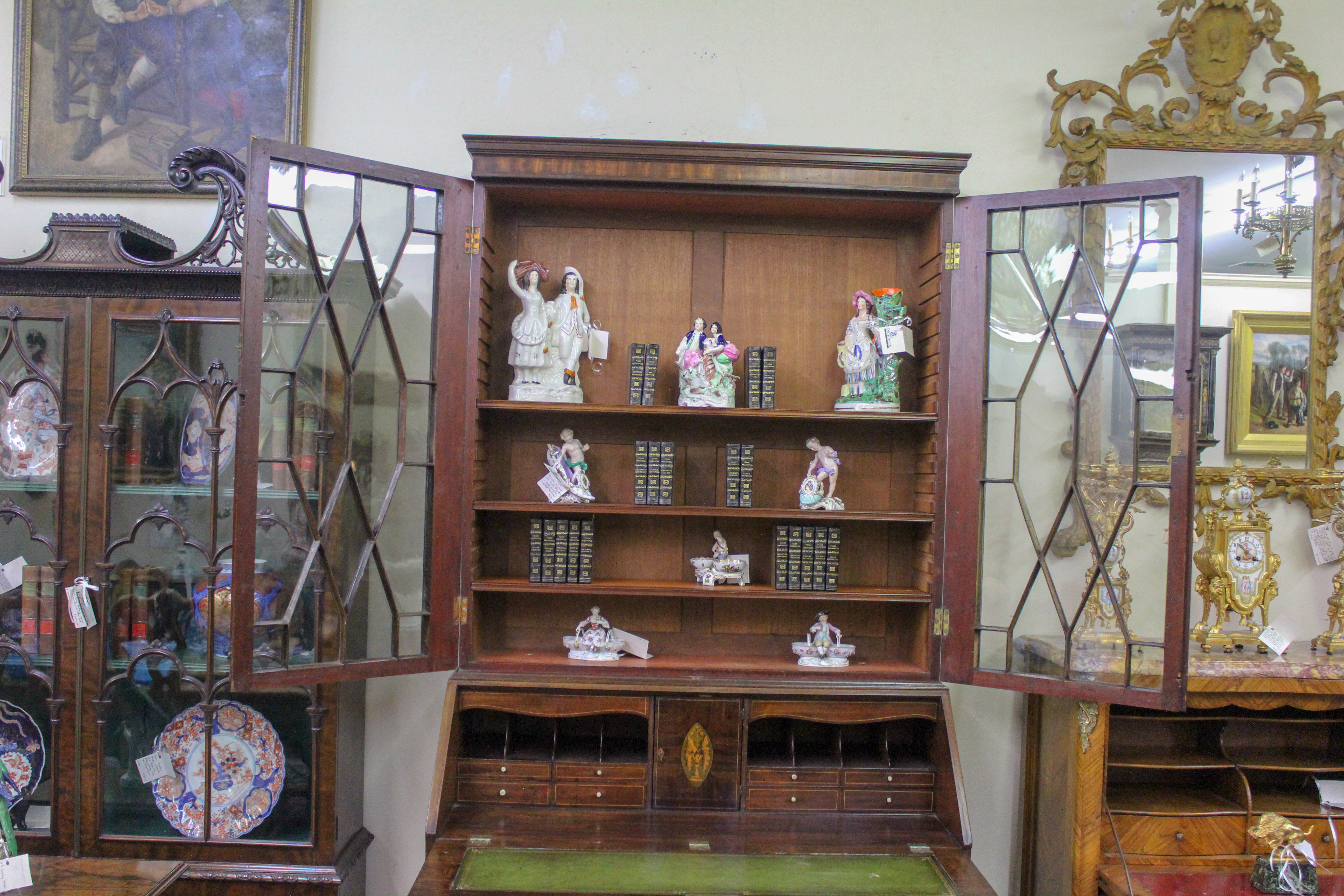 An English Georgian Style Mahogany Secretary Bookcase
