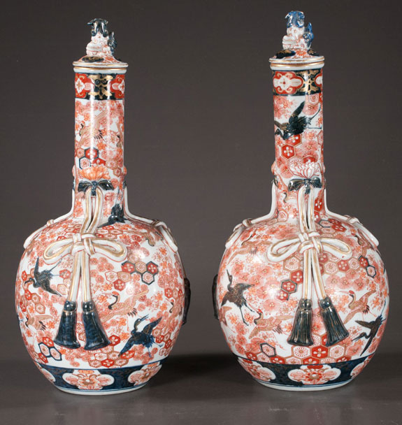 Unusual Pair Of Imari Porcelain Vases  (SOLD)