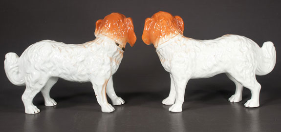 Pair Of Decorated Staffordshire Dogs
