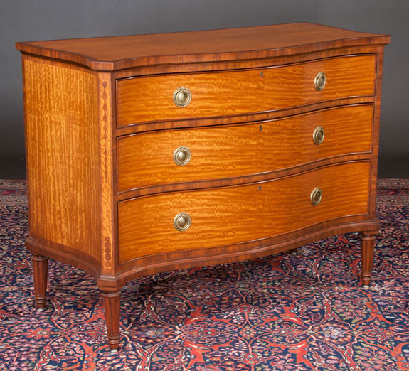 Sheraton Style Serpentine Front Satinwood Commode