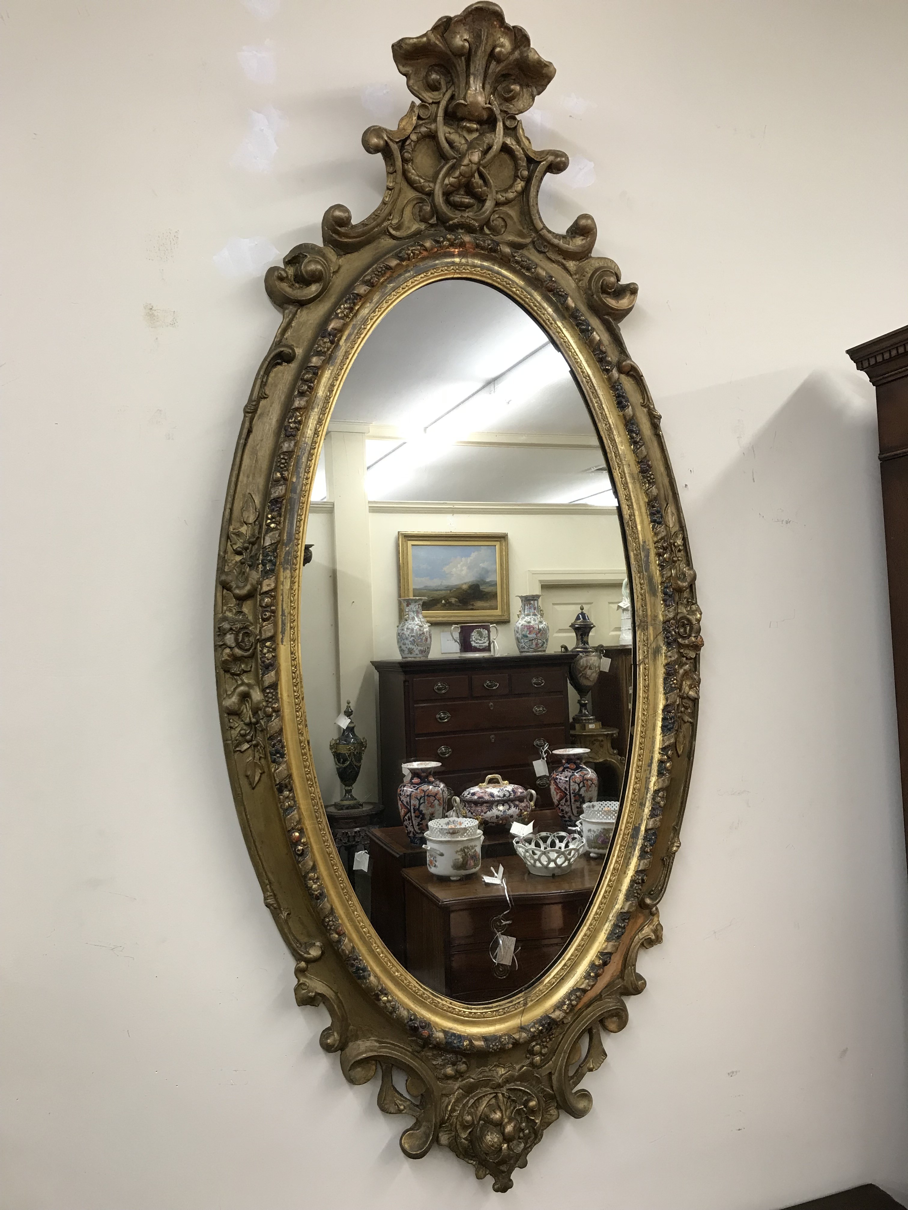 French Gold Gilt Oval Mirror