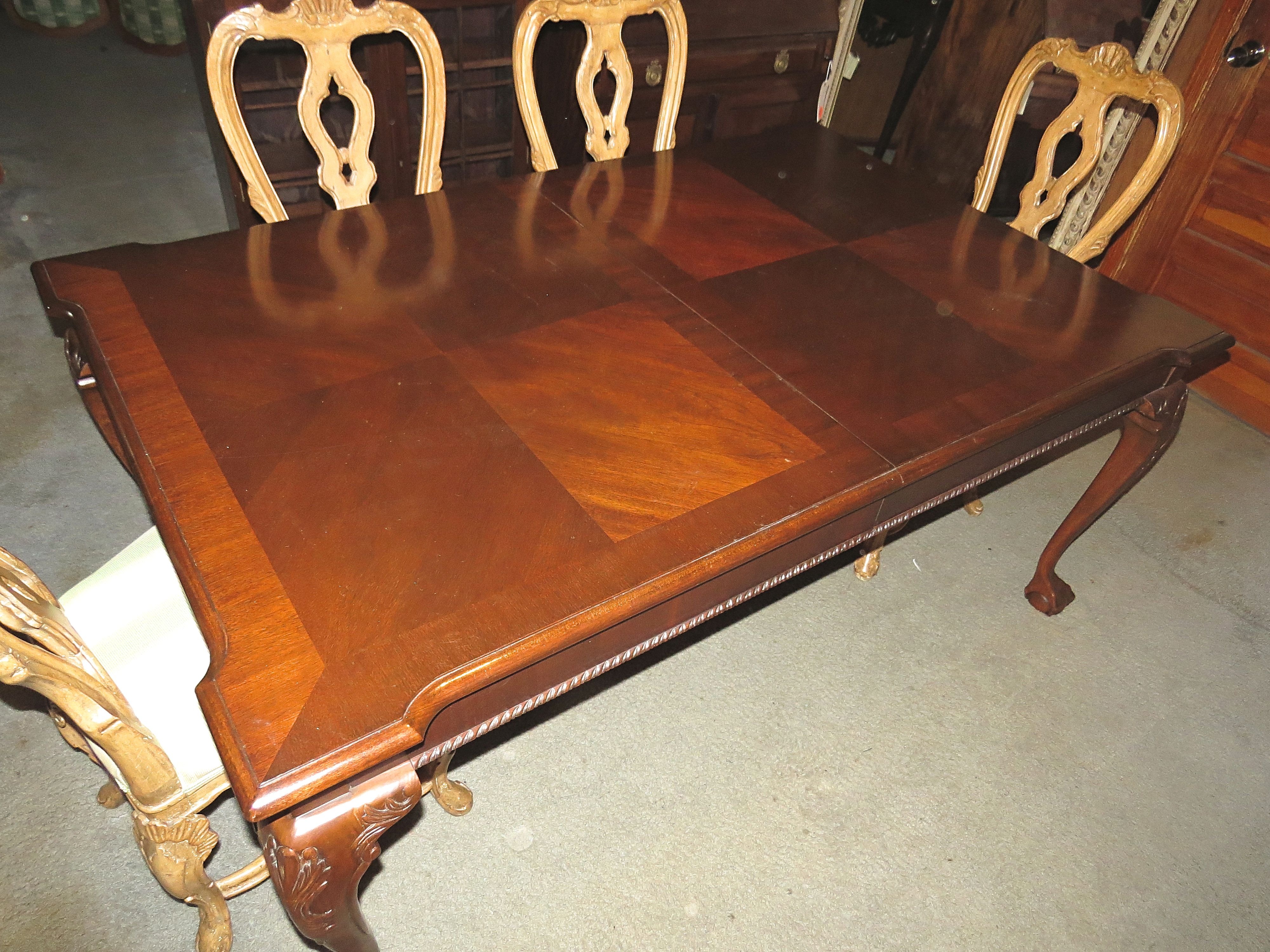 Mahogany Dining Table with Silverware Drawers