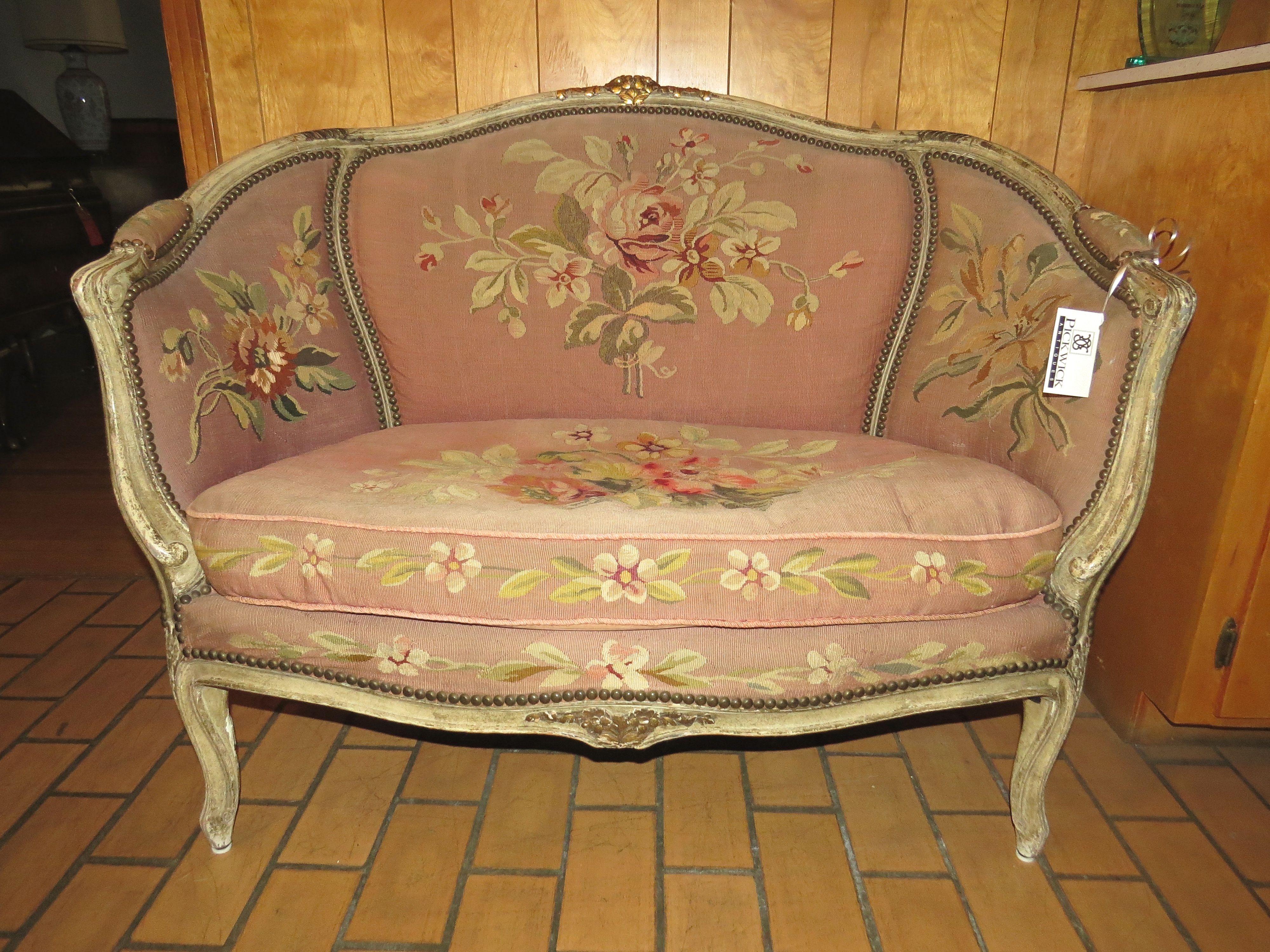 Louis XVI Style Settee with Petit-Point Needlework Upholstery