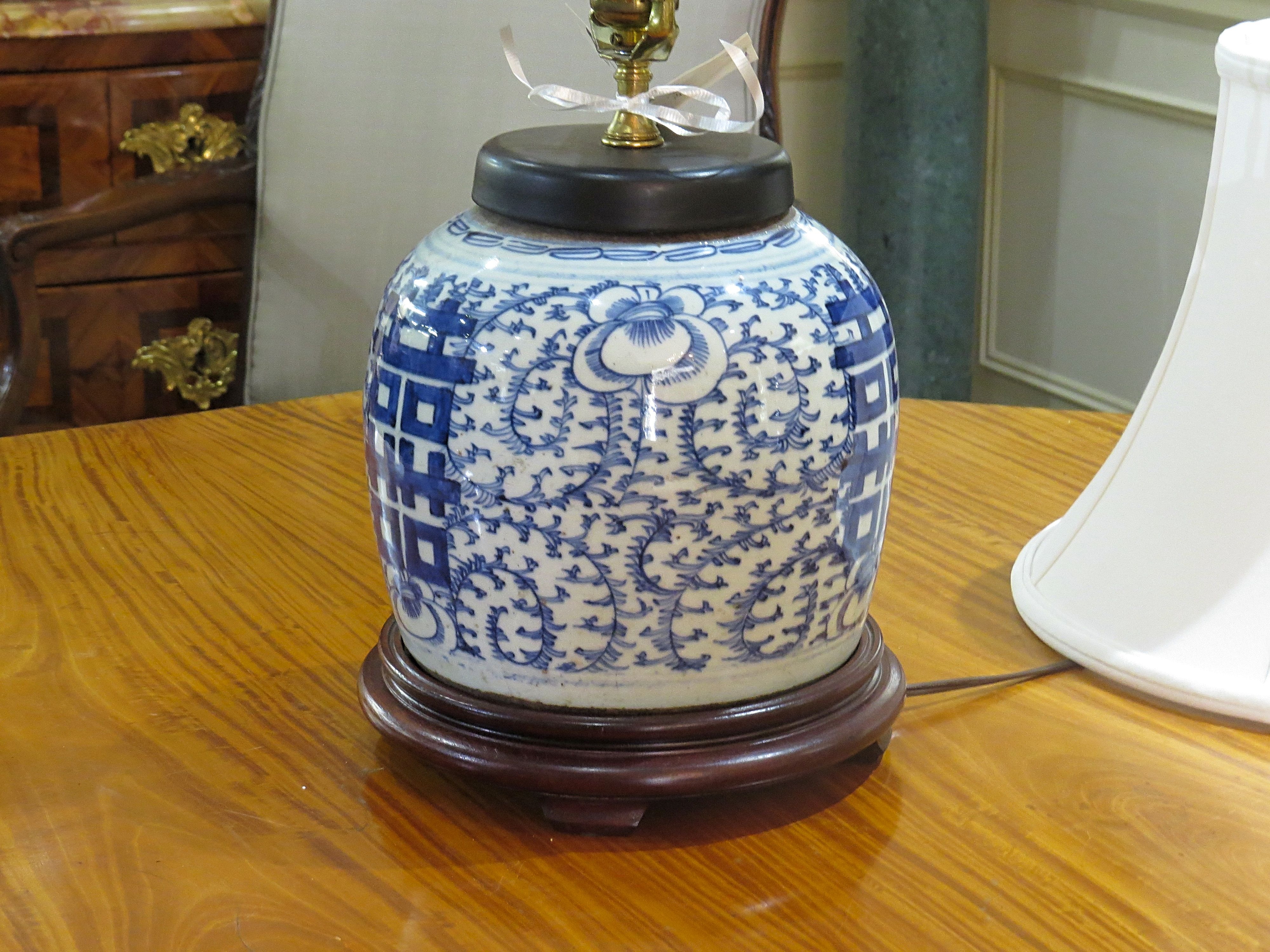 Chinese Import Blue and White Porcelain Jar Lamp  (SOLD)