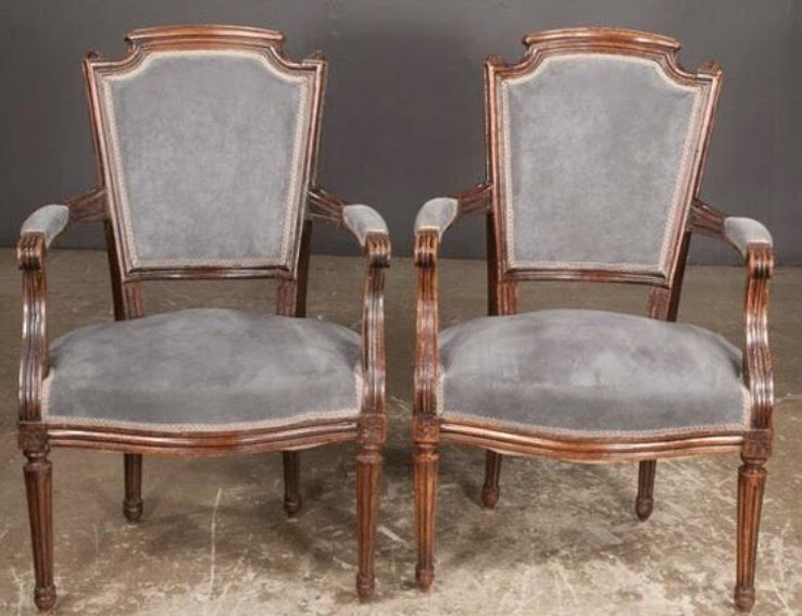 Pair of Louis XVI Style Arm Chairs