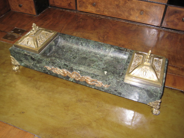 Bronze And Marble Ink Stand