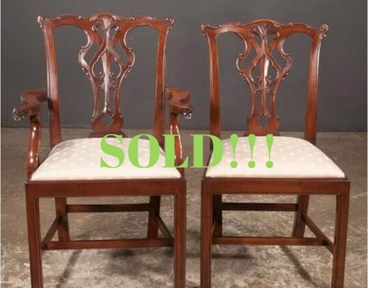 Set of Eight Chippendale Style Mahogany Dining Chairs  (SOLD)