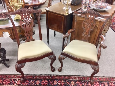 Set of 10 Chippendale Style Mahogany Dining Chairs  (SOLD)