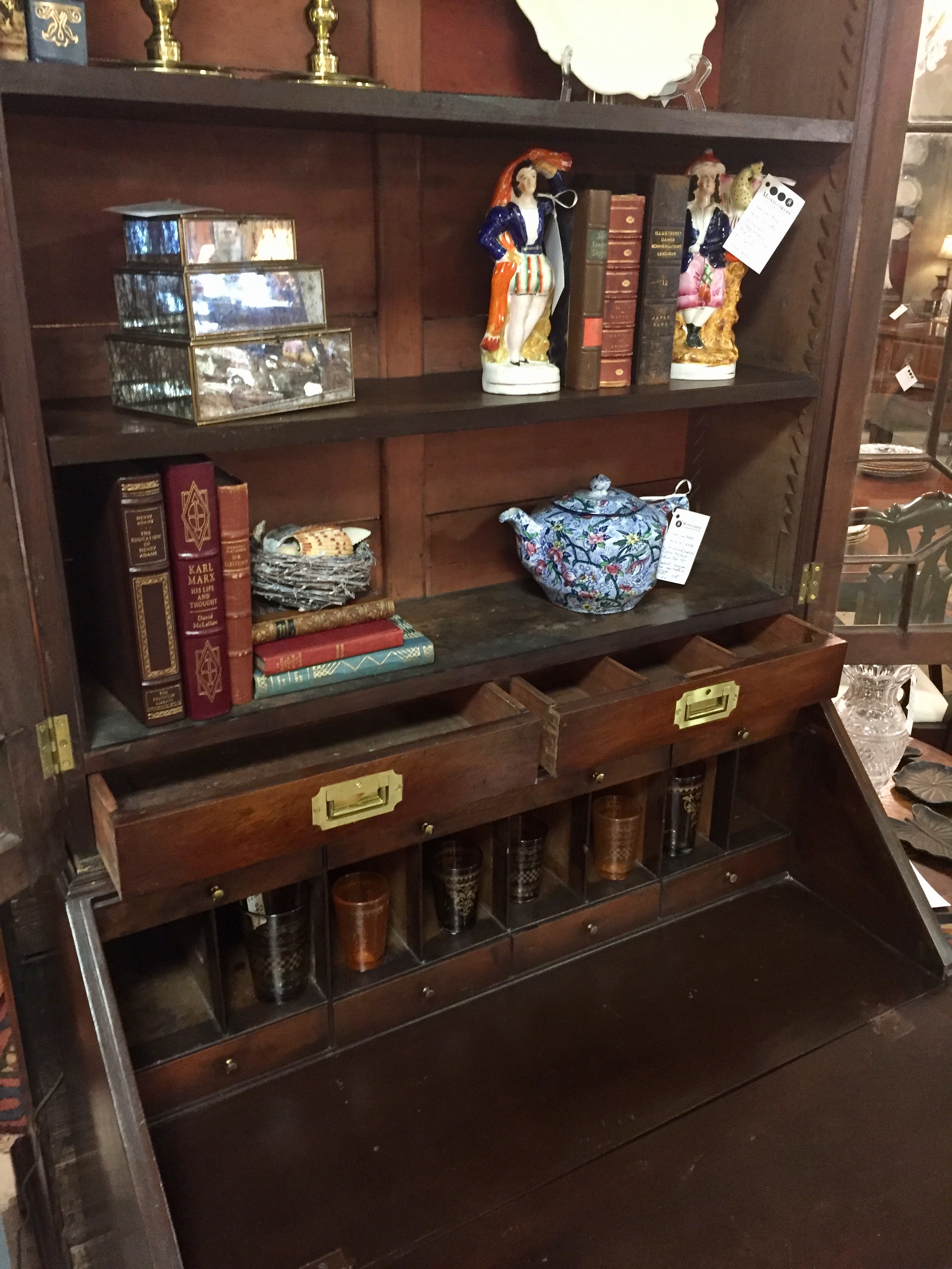 English Chippendale Mahogany Bureau Bookcase