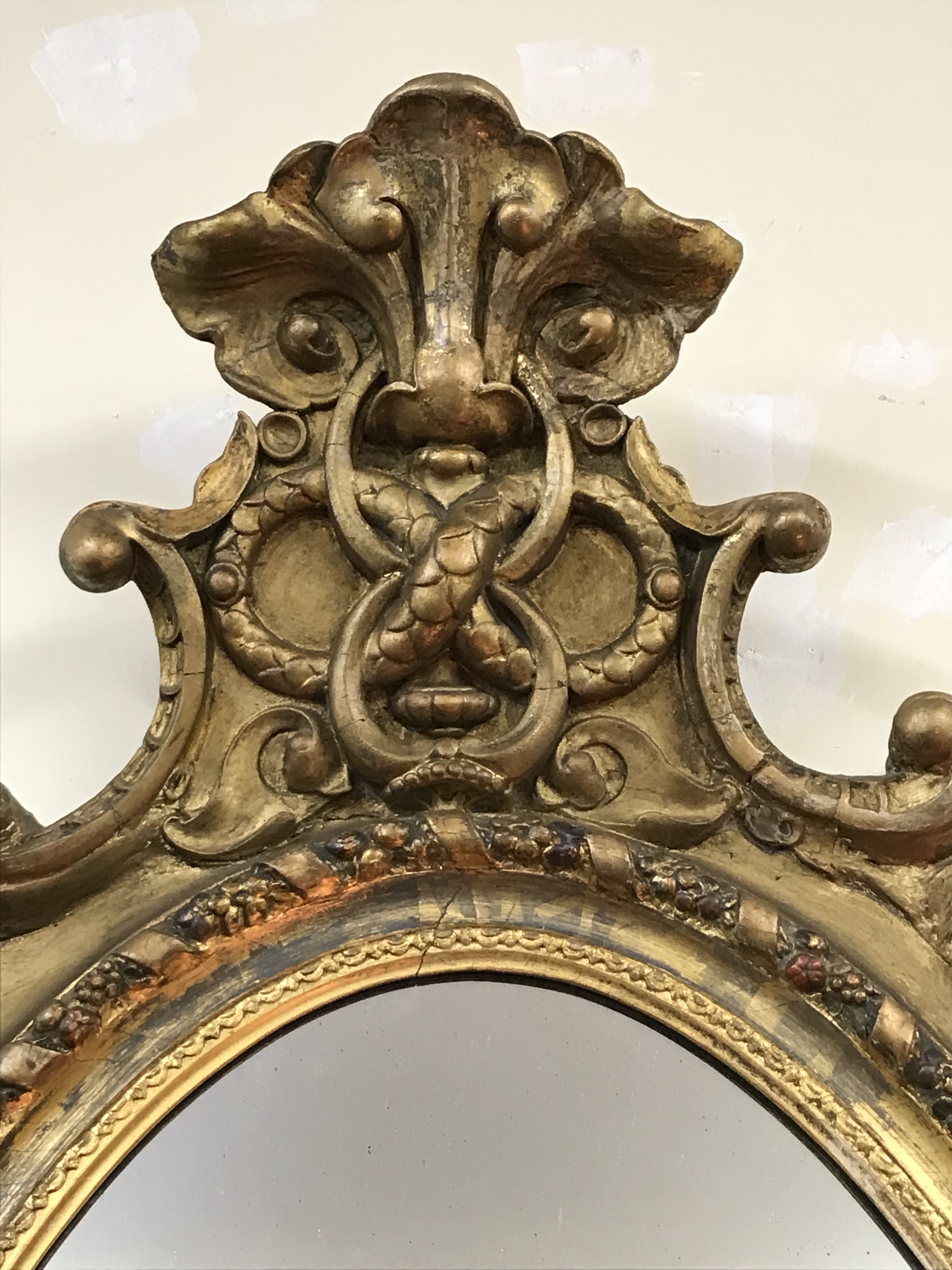 French Gold Gilt Oval Mirror