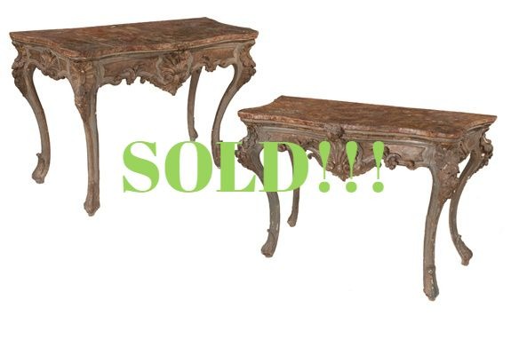 Pair of Early 19th Century Serpentine Front Italian Console Tables  (SOLD)